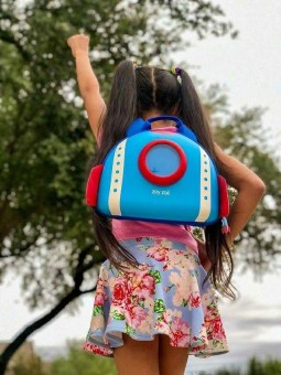 ZOYZOII PLECAK KOSMICZNY DLA CHŁOPCA I DZIEWCZYNKI NIEBIESKO CZEROWONA RAKIETA RAKIETA1