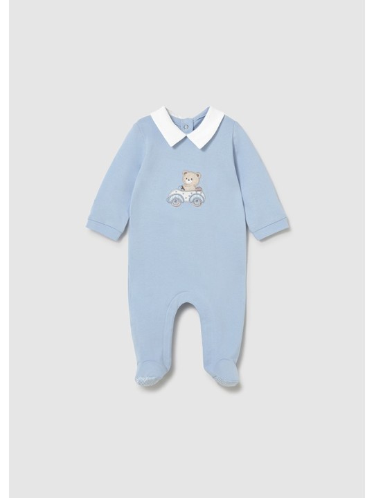 MAYORAL NEWBORN PAJAC ŚPIOCHY DLA CHŁOPCA BŁĘKITNY Z HAFTEM 1716/93
