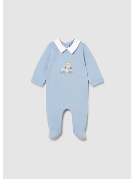 MAYORAL NEWBORN PAJAC ŚPIOCHY DLA CHŁOPCA BŁĘKITNY Z HAFTEM 1716/93