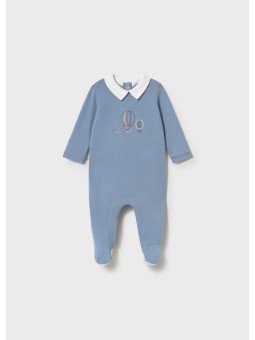 MAYORAL NEWBORN PAJAC ŚPIOCHY DLA CHŁOPCA BŁĘKITNY Z HAFTEM 1742/78