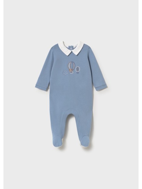 MAYORAL NEWBORN PAJAC ŚPIOCHY DLA CHŁOPCA BŁĘKITNY Z HAFTEM 1742/78