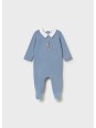 MAYORAL NEWBORN PAJAC ŚPIOCHY DLA CHŁOPCA BŁĘKITNY Z HAFTEM 1742/78