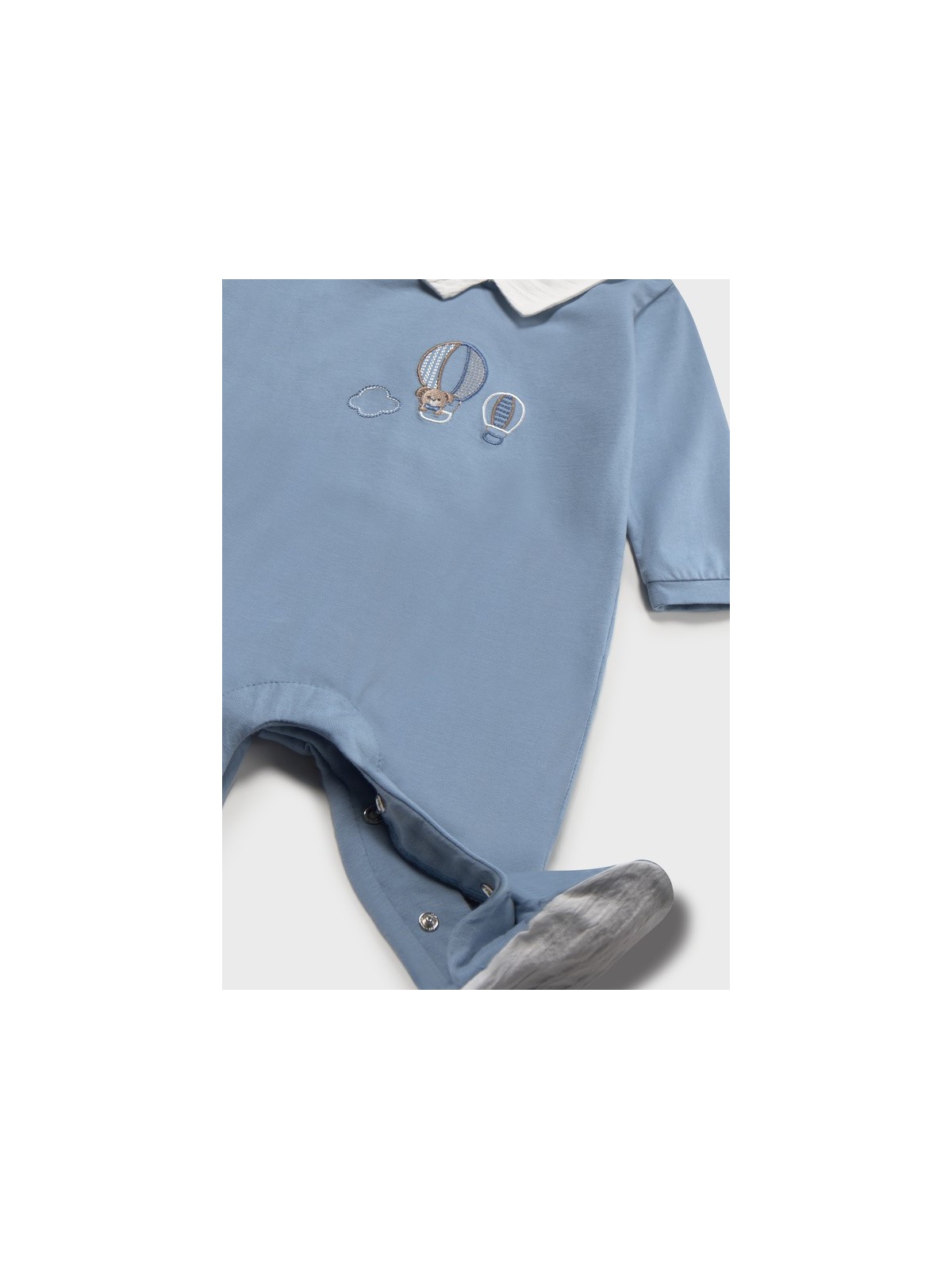 MAYORAL NEWBORN PAJAC ŚPIOCHY DLA CHŁOPCA BŁĘKITNY Z HAFTEM 1742/78