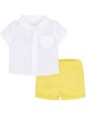 MAYORAL NEWBORN KOMPLET LETNI DLA CHŁOPCA KOSZULA NA KRÓTKI RĘKAW PLUS SPODENKI ŻÓŁTE KOMPLET17