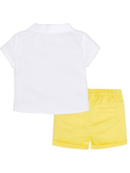 MAYORAL NEWBORN KOMPLET LETNI DLA CHŁOPCA KOSZULA NA KRÓTKI RĘKAW PLUS SPODENKI ŻÓŁTE KOMPLET17