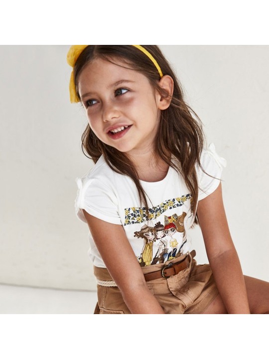 MAYORAL KOSZULKA T-SHIRT BLUZKA NA KRÓTKI RĘKAW DLA DZIEWCZYNKI 3007/37