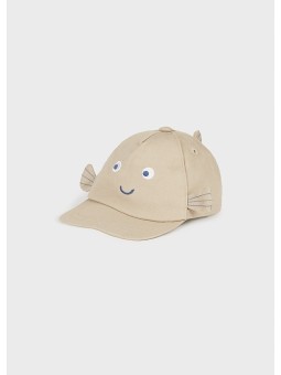 MAYORAL CZAPKA Z DASZKIEM DLA DZIECKA BEŻOWA Z APLIKACJĄ 9724/96