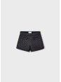 MAYORAL KRÓTKIE SPODENKI SZORTY CZARNE  PIKOWANE Z OZDOBNYMI ZAMKAMI 4218
