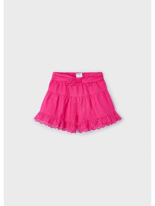 MAYORAL KRÓTKIE SPÓDNICO  SPODENKI DLA DZIEWCZYNKI Z FALABANKĄ RÓŻ FUKSJA  3910/85