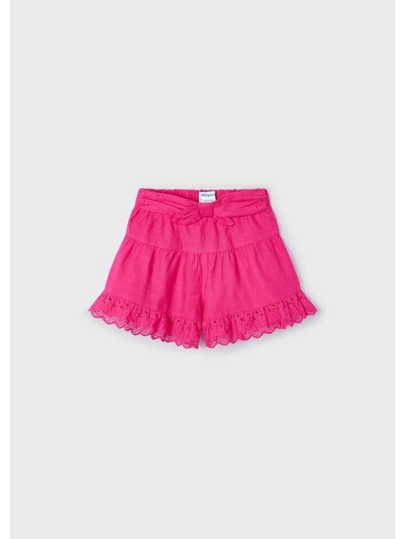 MAYORAL KRÓTKIE SPÓDNICO  SPODENKI DLA DZIEWCZYNKI Z FALABANKĄ RÓŻ FUKSJA  3910/85
