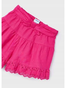 MAYORAL KRÓTKIE SPÓDNICO  SPODENKI DLA DZIEWCZYNKI Z FALABANKĄ RÓŻ FUKSJA  3910/85