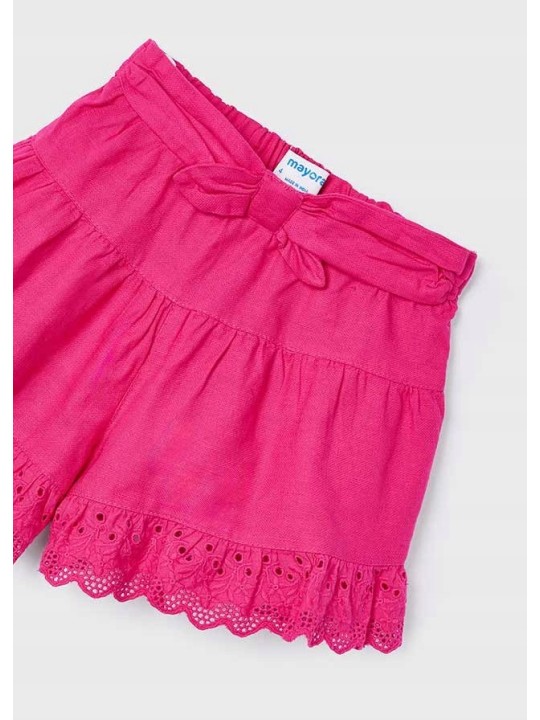 MAYORAL KRÓTKIE SPÓDNICO  SPODENKI DLA DZIEWCZYNKI Z FALABANKĄ RÓŻ FUKSJA  3910/85
