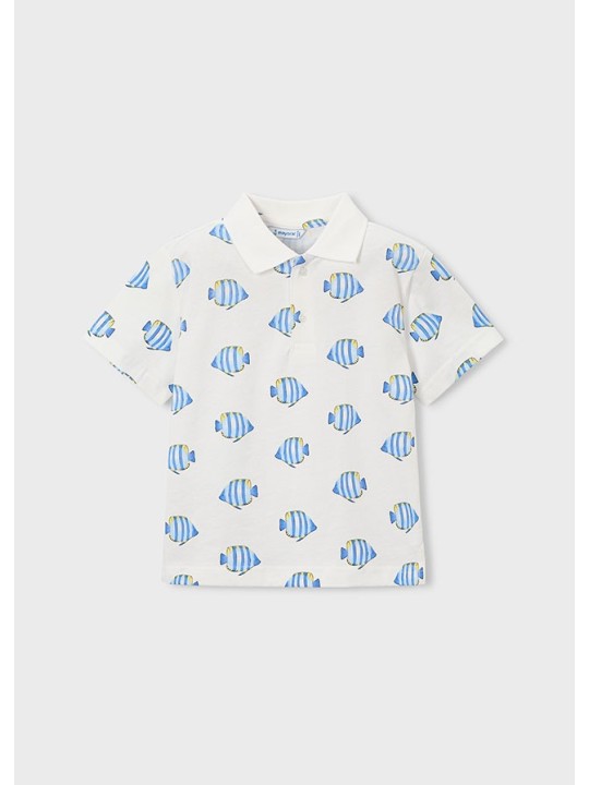 MAYORAL T-SHIRT KOSZULKA POLO DLA CHŁOPCA NA KRÓTKI RĘKAW W RYBKI 3104/86