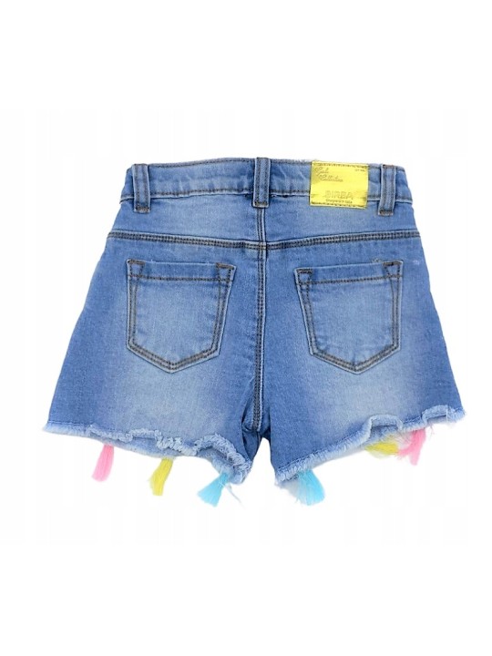 BIRBA KRÓTKIE SPODENKI JEANS DLA DZIEWCZYNNKI Z FRĘDZLAMI 999 41505 00 60A