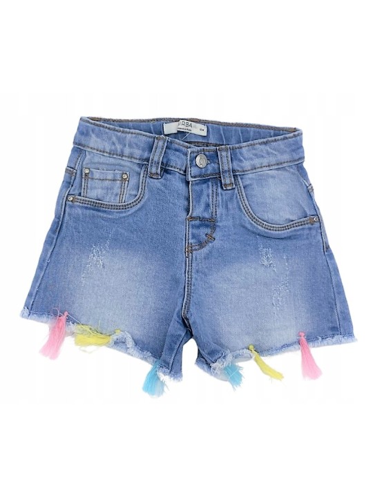 BIRBA KRÓTKIE SPODENKI JEANS DLA DZIEWCZYNNKI Z FRĘDZLAMI 999 41505 00 60A