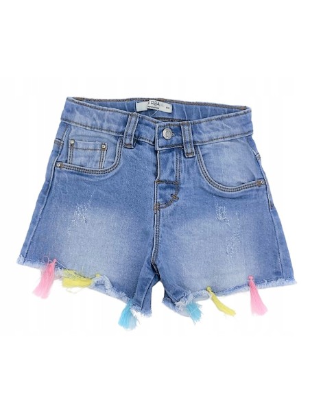 BIRBA KRÓTKIE SPODENKI JEANS DLA DZIEWCZYNNKI Z FRĘDZLAMI 999 41505 00 60A