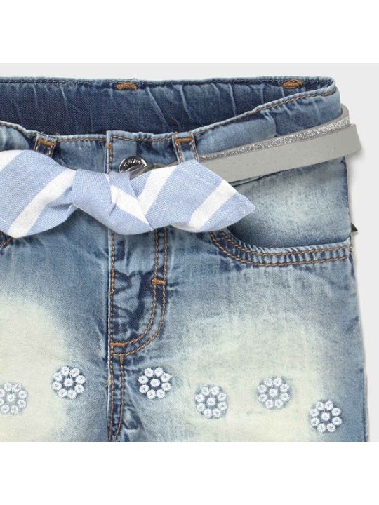 MAYORAL BABY KRÓTKIE SPODENKI JEANS DLA DZIEWCZYNKI Z PASKIEM 1225/85