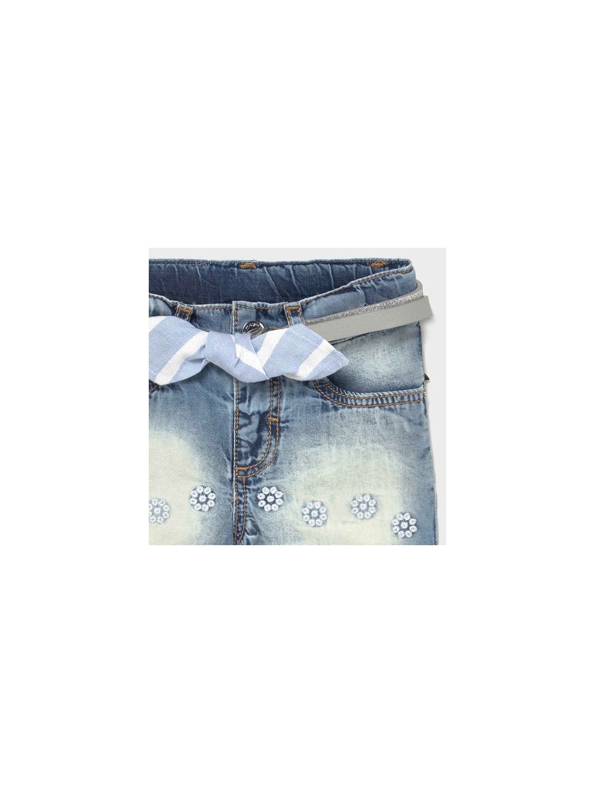 MAYORAL BABY KRÓTKIE SPODENKI JEANS DLA DZIEWCZYNKI Z PASKIEM 1225/85
