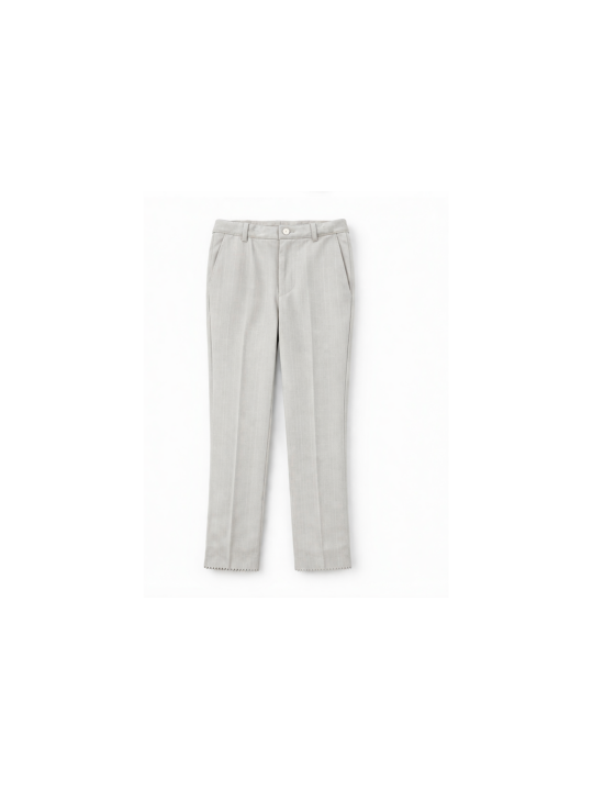 GIOVANNI PERA GARNITUR SZARY W DELIKATNY  PRĄŻEK  MARYNARKA KAMIZELKA SPODNIE ZŁOTE GUZIKI 672/37