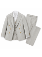 GIOVANNI PERA GARNITUR SZARY W DELIKATNY  PRĄŻEK  MARYNARKA KAMIZELKA SPODNIE ZŁOTE GUZIKI 672/37