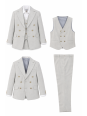 GIOVANNI PERA GARNITUR SZARY W DELIKATNY  PRĄŻEK  MARYNARKA KAMIZELKA SPODNIE ZŁOTE GUZIKI 672/37