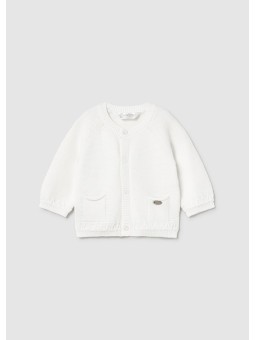 MAYORAL NEWBORN SWETEREK ROZPINANY Z DOMIESZKĄ LNU  KREM  2337/48