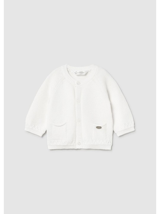 MAYORAL NEWBORN SWETEREK ROZPINANY Z DOMIESZKĄ LNU  KREM  2337/48