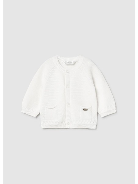 MAYORAL NEWBORN SWETEREK ROZPINANY Z DOMIESZKĄ LNU  KREM  2337/48