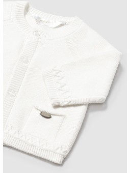 MAYORAL NEWBORN SWETEREK ROZPINANY Z DOMIESZKĄ LNU  KREM  2337/48