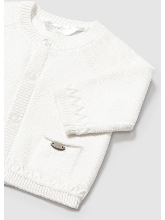 MAYORAL NEWBORN SWETEREK ROZPINANY Z DOMIESZKĄ LNU  KREM  2337/48