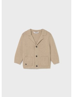 MAYORAL BABY SWETER KARDIGAN DLA CHŁOPCA Z DOMIESZKĄ LNU BEŻOWY 2418/88