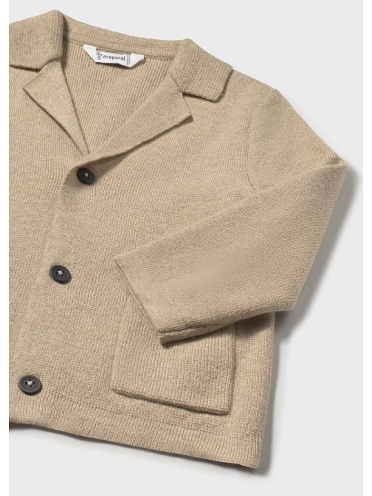 MAYORAL BABY SWETER KARDIGAN DLA CHŁOPCA Z DOMIESZKĄ LNU BEŻOWY 2418/88