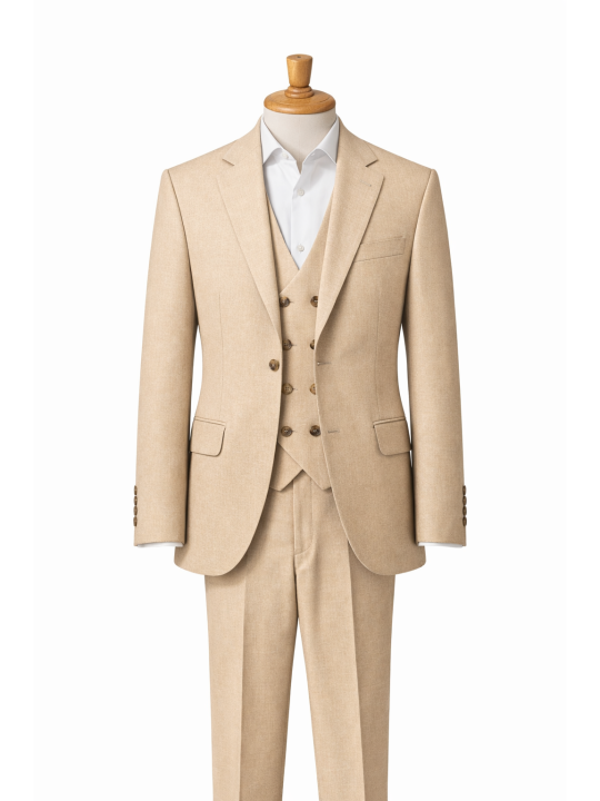GIOVANNI PERA GARNITUR BEŻOWY MARYNARKA KAMIZELKA SPODNIE 37/675