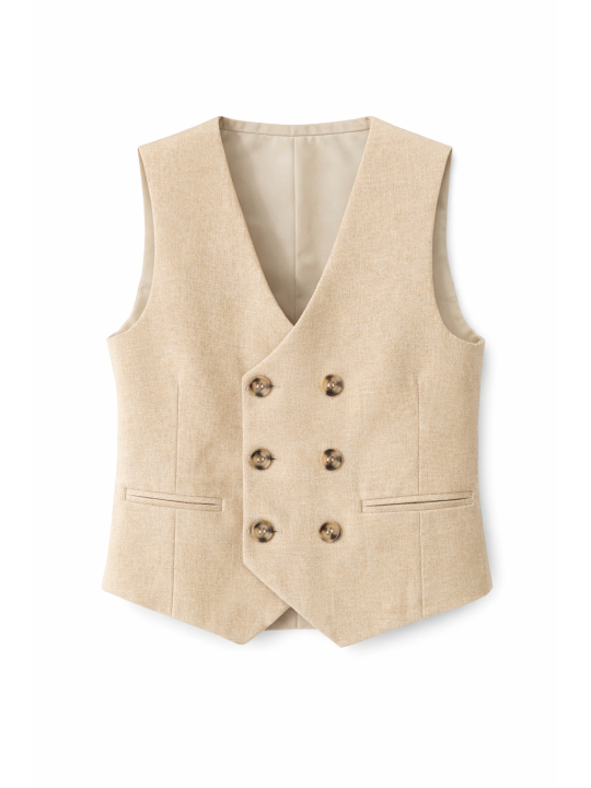 GIOVANNI PERA GARNITUR BEŻOWY MARYNARKA KAMIZELKA SPODNIE 37/675