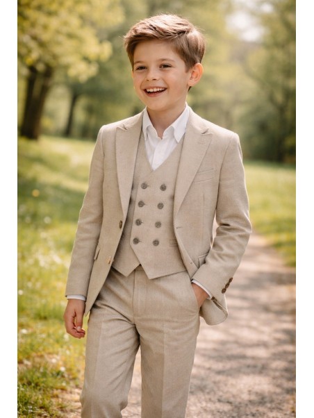 GIOVANNI PERA GARNITUR BEŻOWY MARYNARKA KAMIZELKA SPODNIE 37/675