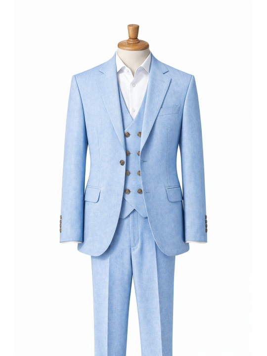 GIOVANNI PERA GARNITUR BŁĘKITNY MARYNARKA KAMIZELKA SPODNIE 37/653