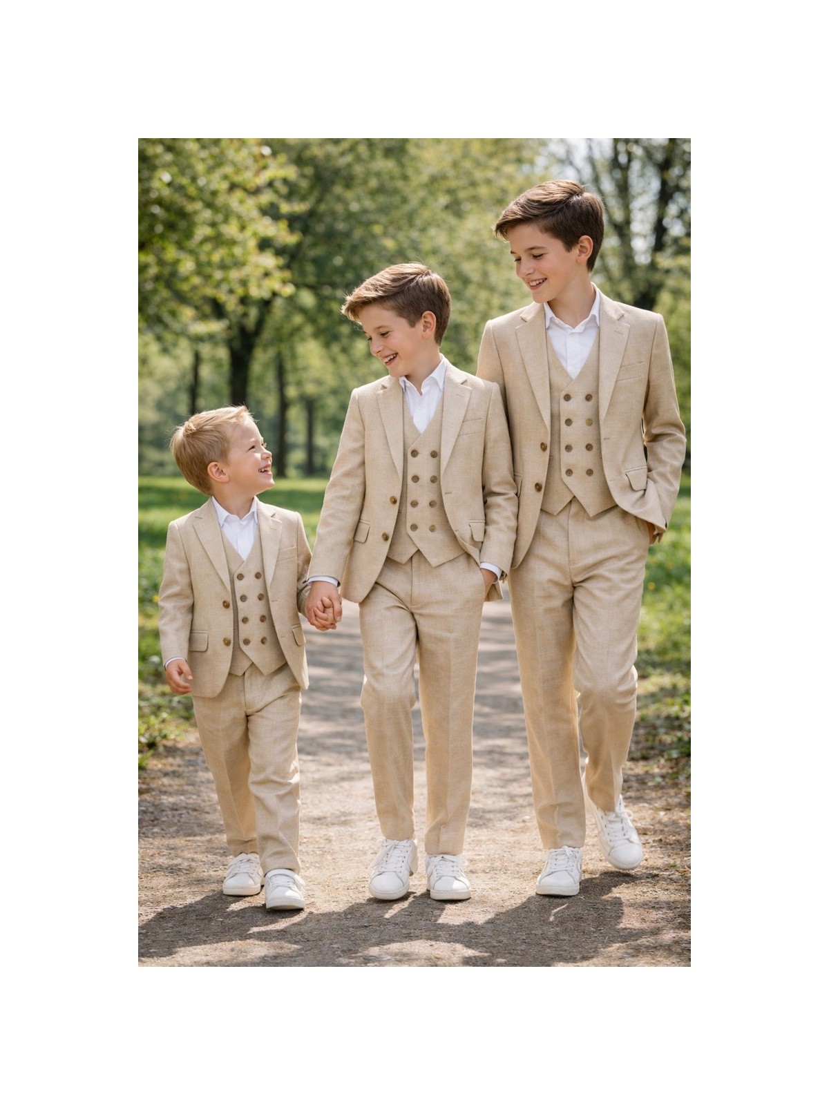 GIOVANNI PERA GARNITUR BEŻOWY MARYNARKA KAMIZELKA SPODNIE 37/675