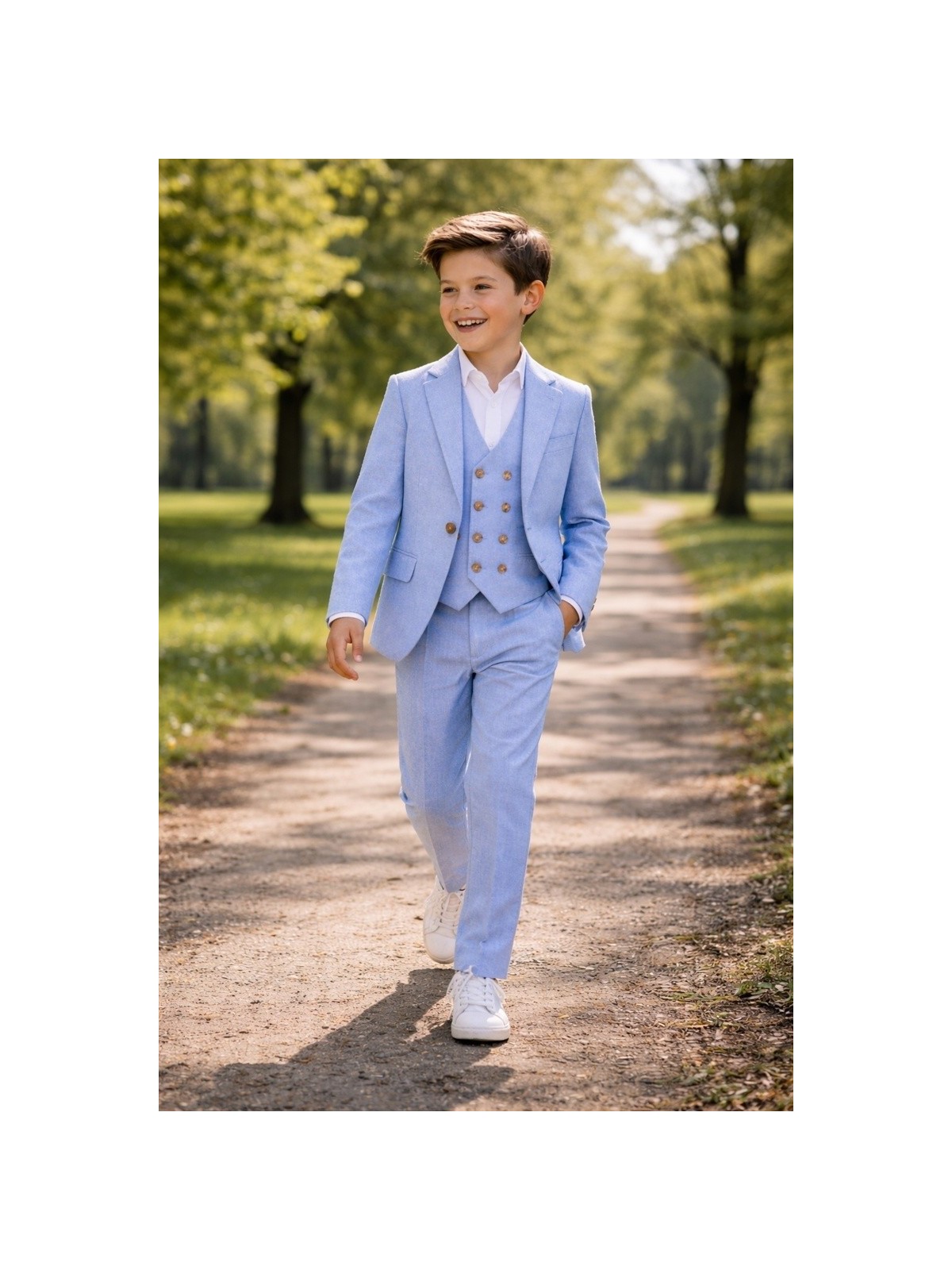 GIOVANNI PERA GARNITUR BŁĘKITNY MARYNARKA KAMIZELKA SPODNIE 37/653