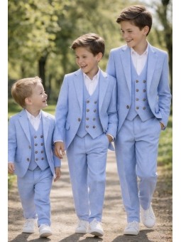 GIOVANNI PERA GARNITUR BŁĘKITNY MARYNARKA KAMIZELKA SPODNIE 37/653