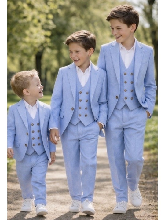 GIOVANNI PERA GARNITUR BŁĘKITNY MARYNARKA KAMIZELKA SPODNIE 37/653