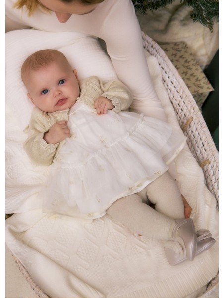 MAYORAL NEWBORN SUKIENKA WIZYTOWA TIUL KREMOWA  W ZŁOTE KWIATKI 2817/39