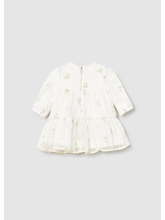 MAYORAL NEWBORN SUKIENKA WIZYTOWA TIUL KREMOWA  W ZŁOTE KWIATKI 2817/39