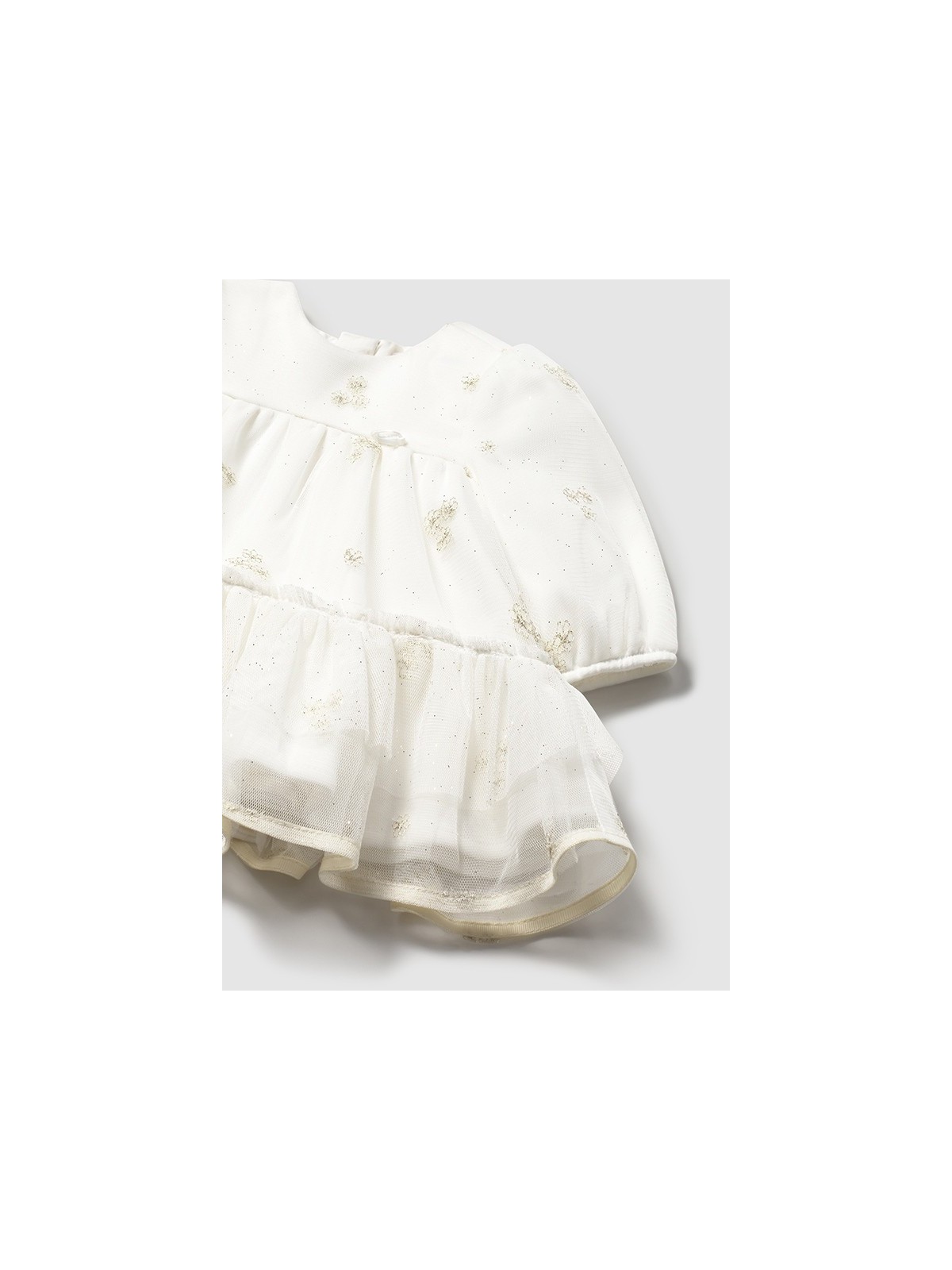 MAYORAL NEWBORN SUKIENKA WIZYTOWA TIUL KREMOWA  W ZŁOTE KWIATKI 2817/39