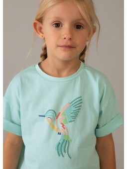 MAYORAL BLUZKA T-SHIRT KOSZULKA NA KRÓTKI RĘKAW DLA DZIEWCZYNKI TURKUS 3016/22