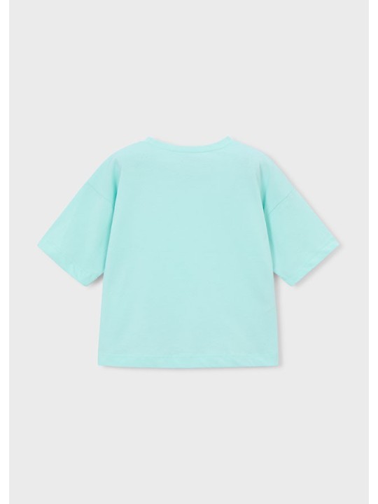 MAYORAL BLUZKA T-SHIRT KOSZULKA NA KRÓTKI RĘKAW DLA DZIEWCZYNKI TURKUS 3016/22