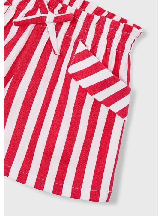 MAYORAL KRÓTKIE SPODENKI DLA DZIEWCZYNKI W CZERWONO BIAŁE PASECZKI 3221/64