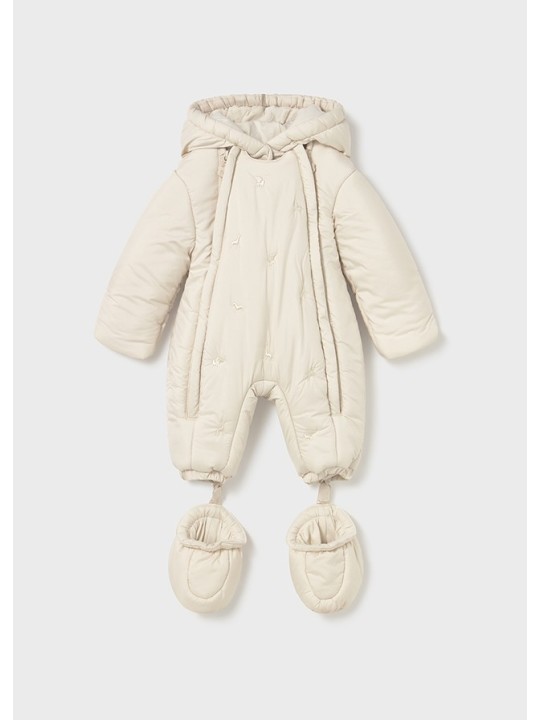 MAYORAL NEWBORN KOMBINEZON  ZIMOWY Z KAPTUREM DLA DZIEWICZYNKI DLA CHŁOPCA UNISEX KREMOWY 2603/26