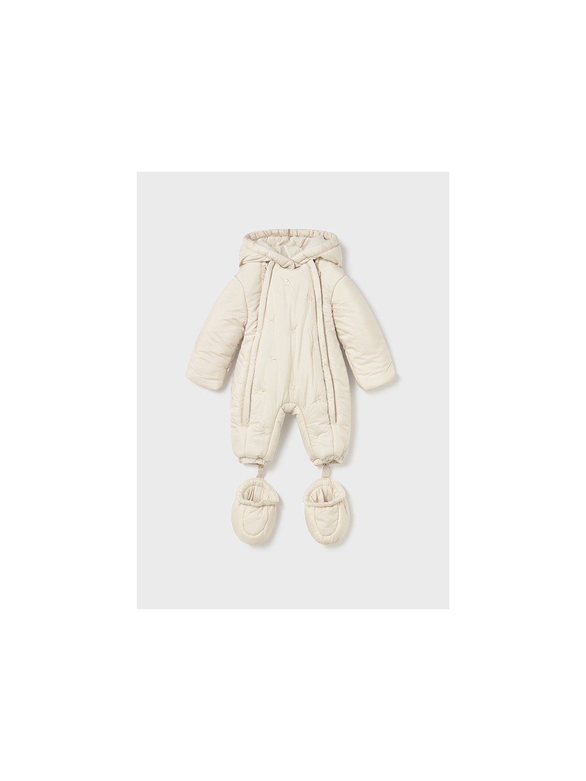 MAYORAL NEWBORN KOMBINEZON  ZIMOWY Z KAPTUREM DLA DZIEWICZYNKI DLA CHŁOPCA UNISEX KREMOWY 2603/26