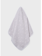 MAYORAL NEWBORN RĘCZNIK KĄPIELOWY Z KAPTUREM BIAŁO SZARY W GĄSKI 9117/78