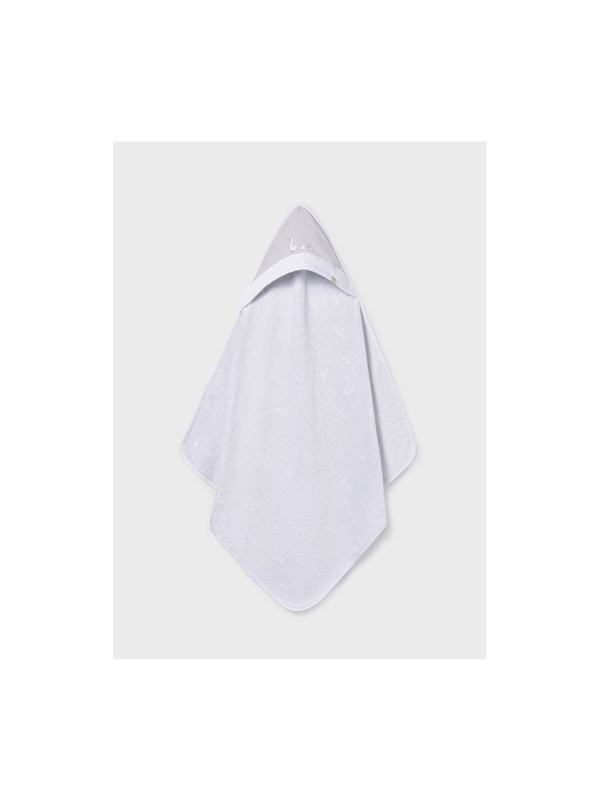 MAYORAL NEWBORN RĘCZNIK KĄPIELOWY Z KAPTUREM BIAŁO SZARY W GĄSKI 9117/78